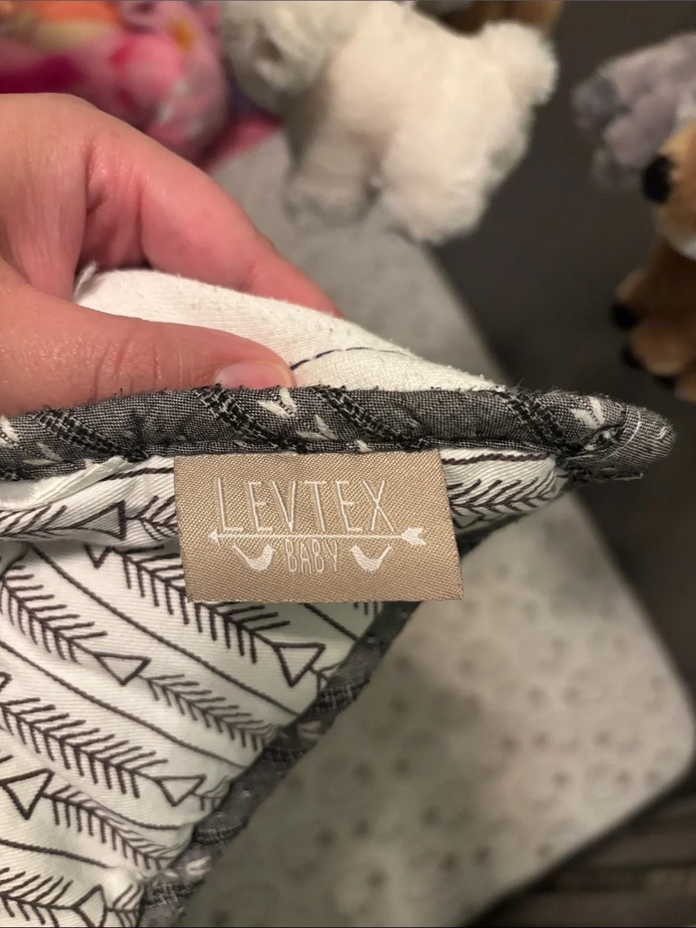 Plush Forest Animal Baby Crib Quilt Blanket - Gray & Cream and Mobile